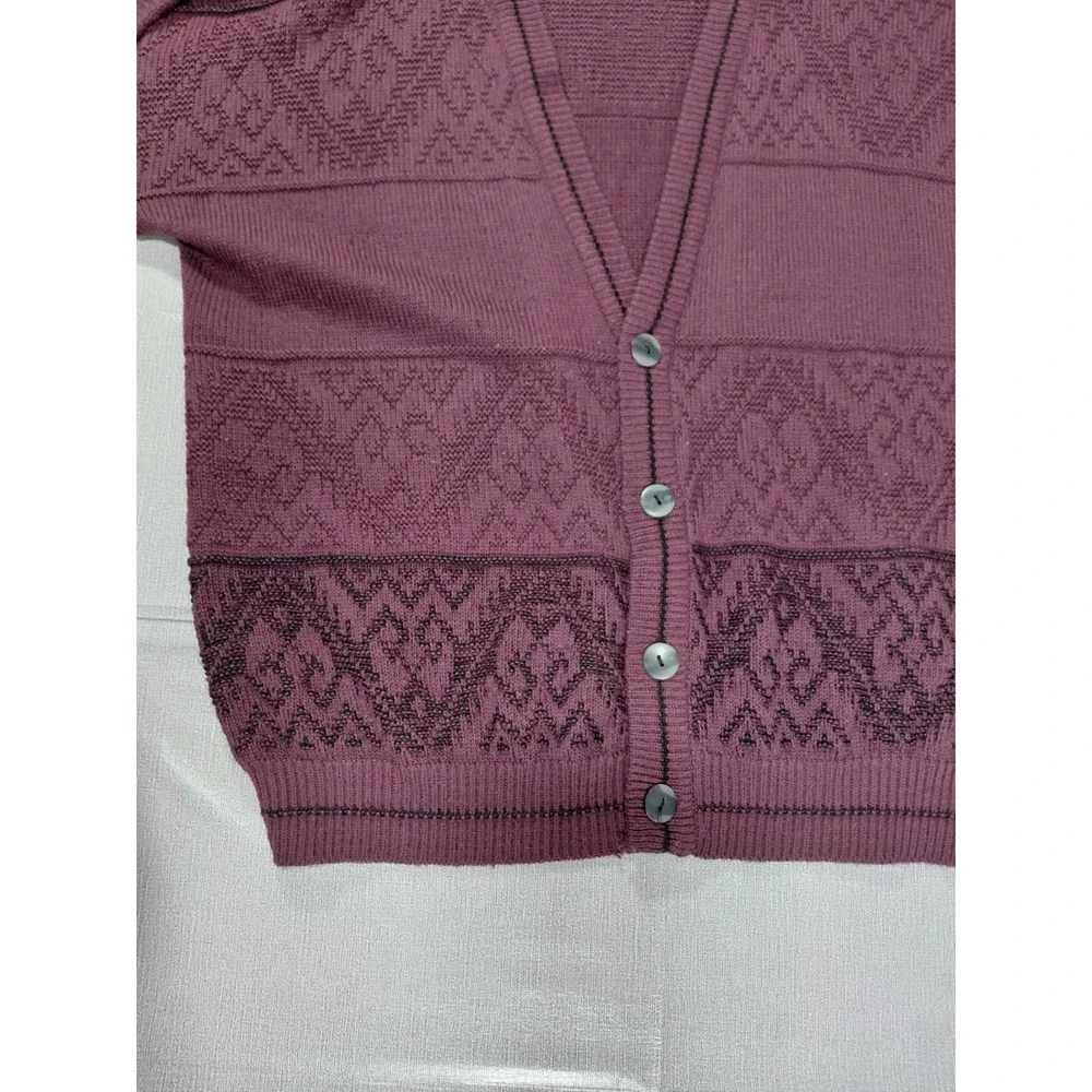 Ash Creek Trading Cable Knit Cardigan XL‎ Deep Purple Dark Academia Preppy
